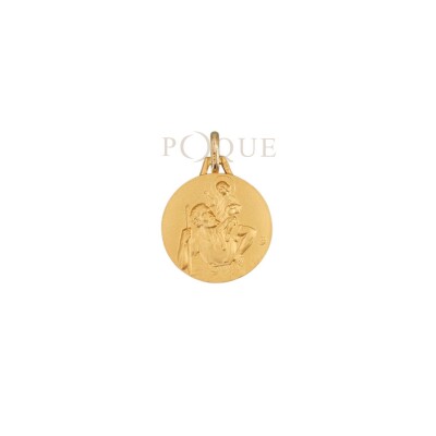 Médaille Saint Christophe Collection Lumière en or jaune 750 millièmes.