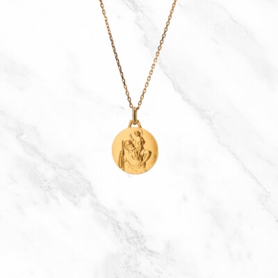 Médaille Saint Christophe Collection Lumière en or jaune 750 millièmes.