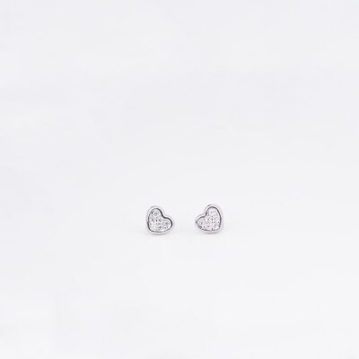Boucles d'oreilles Cœurs Collection Lumière enfant, or blanc 750 millièmes et oxydes de zirconium à vis