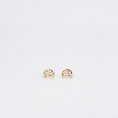 Boucles d'oreilles Lunes Collection Lumière enfant, or jaune, oxydes de zirconium à vis