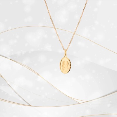 Médaille Vierge de Lourdes Collection Lumière en or jaune 750 millièmes.