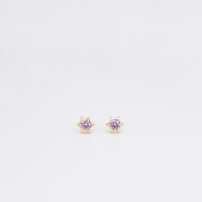 Boucles d'oreilles Etoiles Collection Lumière enfant, or jaune, oxydes de zirconium à vis