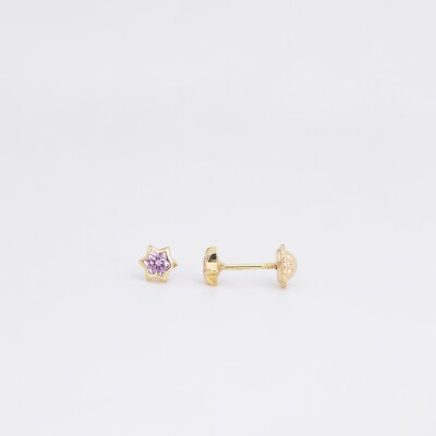 Boucles d'oreilles Etoiles Collection Lumière enfant, or jaune, oxydes de zirconium à vis