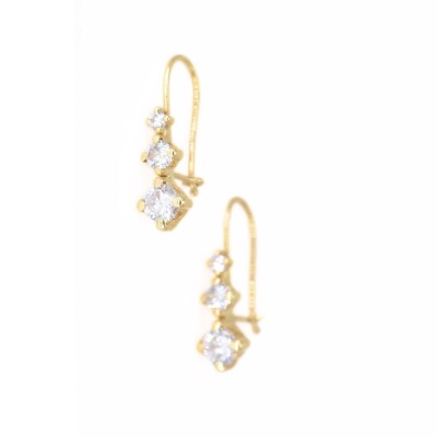 Boucles d'oreilles Trilogy Collection Lumière , or jaune, oxydes de zirconium