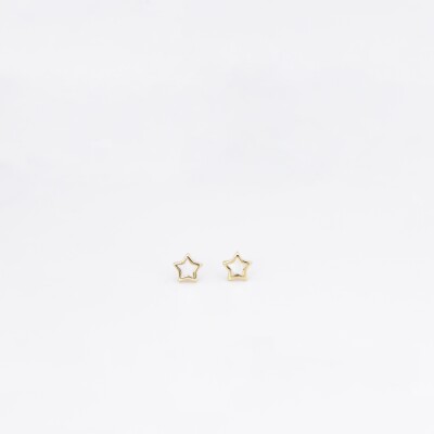 Boucles d'oreilles Etoiles Collection Lumière enfant, or jaune 18 carats et nacre, système à vis