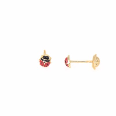 Boucles d'oreilles Coccinelles Collection Lumière enfant, or jaune 750 millièmes, à vis
