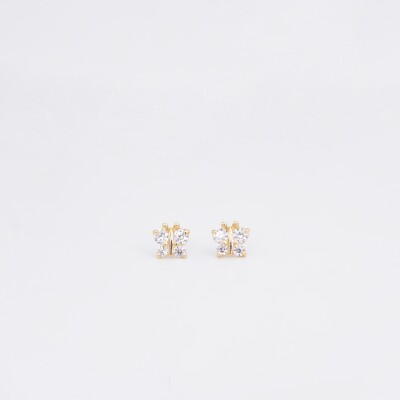 Boucles d'oreilles Papillons Collection Lumière enfant, or jaune 750 millièmes, oxydes de zirconium à vis