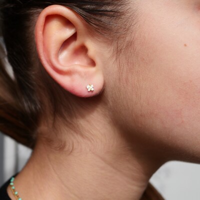 Boucles d'oreilles Papillons Collection Lumière enfant, or jaune 750 millièmes, oxydes de zirconium à vis