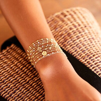 Bracelet Gigi Clozeau Classique en or rose et résine jaune canari, 17cm