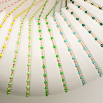 Bracelet Gigi Clozeau Classique en or rose et résine vert fluo, 17cm