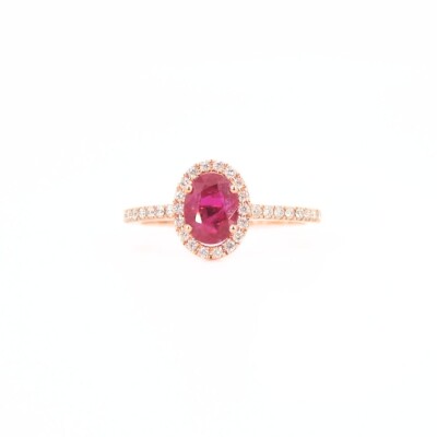 Bague Ligne Vendôme Collection Lumière or rose 750 millièmes, rubis et diamants