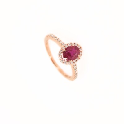 Bague Ligne Vendôme Collection Lumière or rose 750 millièmes, rubis et diamants