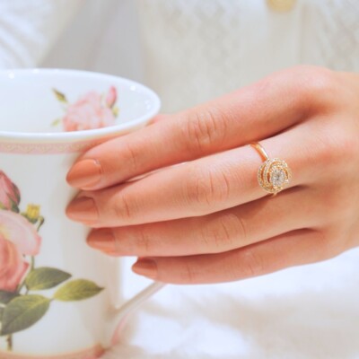 Bague Ligne Vendôme Collection Lumière en or rose 750 millièmes et diamants