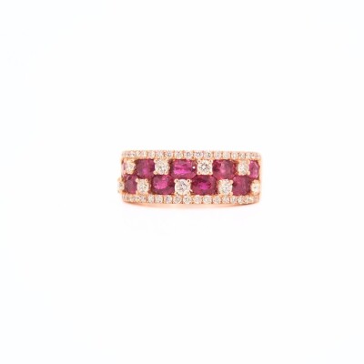 Bague Ligne Vendôme Collection Lumière en or rose 750 millièmes, rubis et diamants