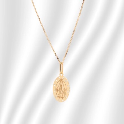 Médaille Vierge Miraculeuse Collection Lumière en or jaune 750 millièmes.