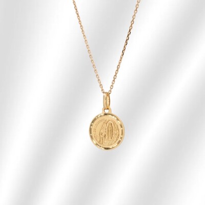 Médaille Vierge de Lourdes Collection Lumière en or jaune 750 millièmes, 14 mm.