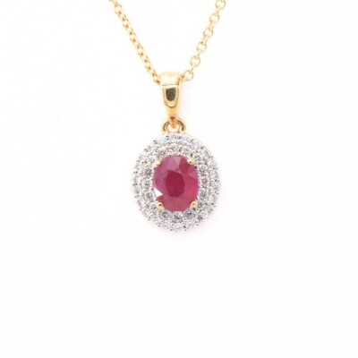 Collier Collection Lumière en or jaune 750 millièmes, diamants et rubis