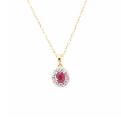 Collier Collection Lumière en or jaune 750 millièmes, diamants et rubis