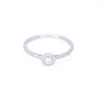 Bague Solitaire accompagné Collection Lumière en or blanc 750 millièmes et diamants