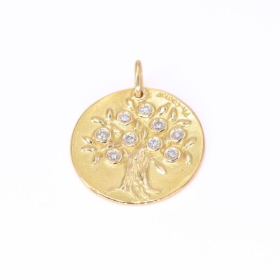 Médaille Arbre de vie Mely en or jaune 750 millièmes et diamants