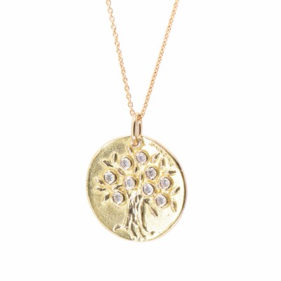 Médaille Arbre de vie Mely en or jaune 750 millièmes et diamants