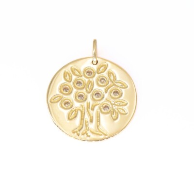 Médaille Arbre de vie Mely en or jaune 750 millièmes et diamants
