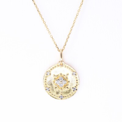 Médaille Mely Lucky or jaune 750 millièmes et diamants