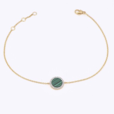 Bracelet Collection Lumière en or jaune 750 millièmes, diamants et malachite