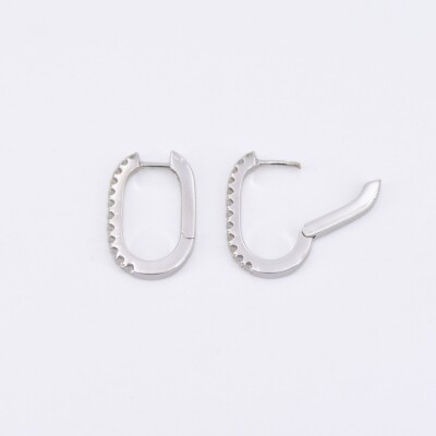 Créoles Collection Lumière en or blanc 750 millièmes et diamants