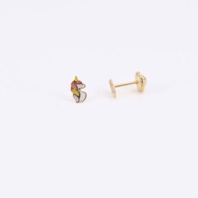 Boucles d'oreilles Licorne Collection Lumière enfant, or jaune 750 millièmes à vis