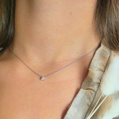 Collier Collection Poque Joaillier or blanc 750 millièmes et diamant 15 centièmes de carat