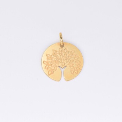 Médaille ronde arbre de vie en or jaune