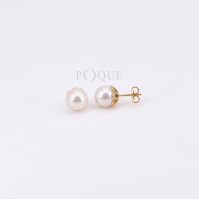Boucles d'oreilles Poque Joaillier en or jaune 750 millièmes et perles de culture Eau douce