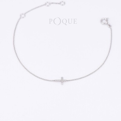 Bracelet Croix Collection Lumière en or blanc 750 millièmes et diamants