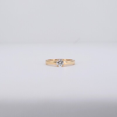 Bague de fiançailles solitaire Poque Joaillier or jaune 750 millièmes et diamant