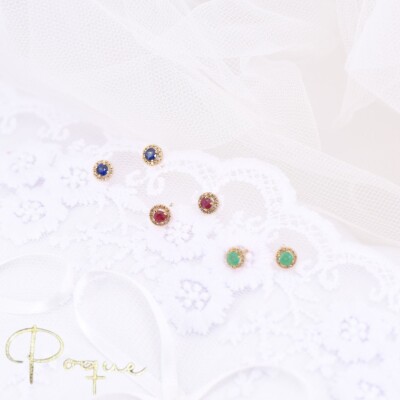 Boucles d'oreilles Collection Lumière or jaune 750 millièmes, diamants et rubis