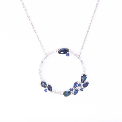 Collier Collection Lumière en or blanc 750 millièmes, saphirs et diamants