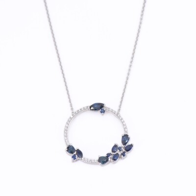 Collier Collection Lumière en or blanc 750 millièmes, saphirs et diamants