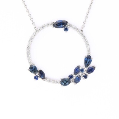 Collier Collection Lumière en or blanc 750 millièmes, saphirs et diamants