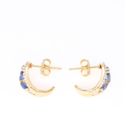 Boucles d'oreilles Collection Lumière en or jaune 750 millièmes, saphirs et diamants