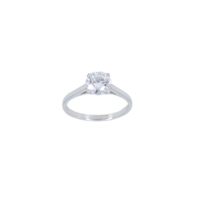 Bague Solitaire Poque Joaillier platine 950 millièmes et diamant un carat