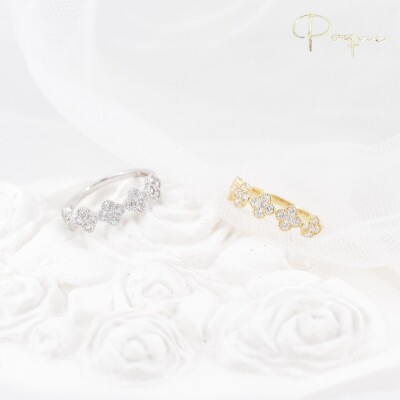 Bague Trèfles en or jaune et diamant