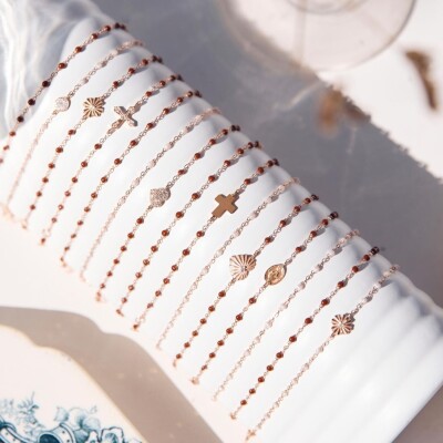 Bracelet Gigi Clozeau Classique en or rose et résine moka, 17 cm