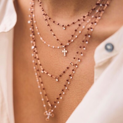 Collier Gigi Clozeau Classique en or rose et résine moka, 42 cm