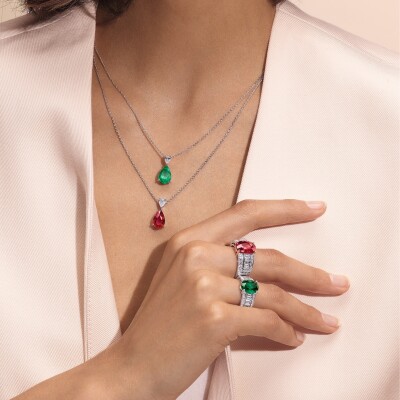 Pendentif Absolu en or blanc, rubis et diamants