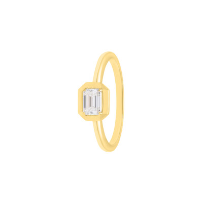 Bague en or jaune centre diamant
