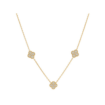 Collier Trèfles en or jaune et diamants