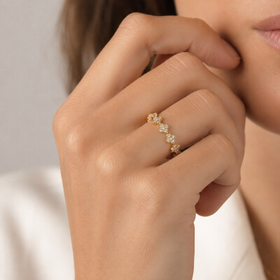 Bague Trèfles en or jaune et diamants
