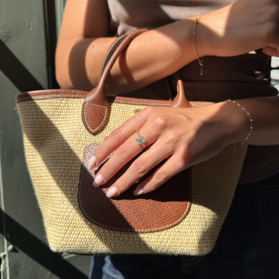 Solitaire or jaune et diamants
