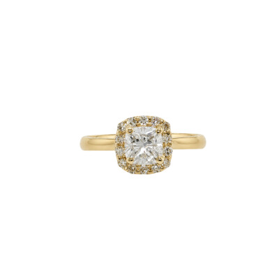Solitaire or jaune et diamants